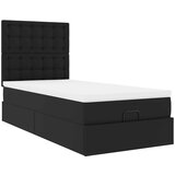 vidaXL Otomanski posteljni okvir z vzmetnico črn 90x190 cm um. usnje | Shoptok.si
