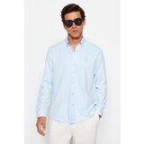 Trendyol Blue Men's Regular Fit Shirt with Embroidery Detail | shoptok.hr