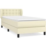  Boxspring - Krevet s oprugama i madracem krem 90 x 190 cm od umjetne kože - Krema 90 x 190 cm gumbi | shoptok.hr