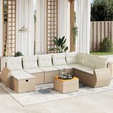 vidaXL 9-dijelni set vrtnih sofa s jastucima bež od poliratana | shoptok.hr