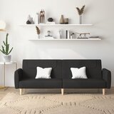 vidaXL Kavč dvosed z ležiščem črno blago | Shoptok.si