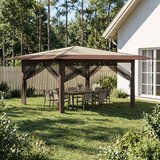 Gazebo s 4 bočne strane 4 x 4 m Krema i smeđa | Eponuda.ba