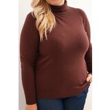 Kesi Włoski Plus Size women's sweater in a classic cut brown | shoptok.hr
