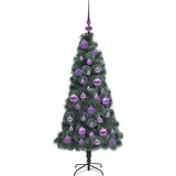 vidaXL Umjetna predosvetljena božična jelka s kompletom žogic 120 cm | Shoptok.si