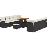 vidaXL 11-dijelni set garniture za vrt s jastučićima crni poliratan akacija, 2-sjedalna garnitura za vrt s odlaganjem i jastučićima crni poliratan, 3-dijelni set za objedovanje u vrtu s jastučićima crni poliratan akacija Cijene