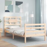 vidaXL Okvir kreveta s uzglavljem 3FT za jednu osobu od masivnog drva Cijene