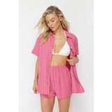 Trendyol Fuchsia Woven Linen Blend Blouse Shorts Set | Shoptok.si