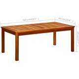 vidaXL Vrtni stolić za kavu 110 x 60 x 45 cm masivno bagremovo drvo | shoptok.hr
