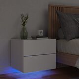 vidaXL Stenska nočna omarica z LED lučkami bela Cene