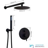  črni podometni tuš sistem - dva izhoda | črna prha eyn BP1225 - 25 cm Cene