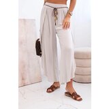 Kesi Włoski Women's viscose trousers with leg slit dark beige Cijene