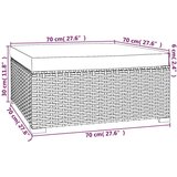  Vrtni tabure s jastukom sivi 70 x 70 x 30 cm od poliratana | shoptok.hr