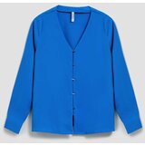 Marisse Azure V-Neck Shirt With Delicate Buttons | shoptok.hr