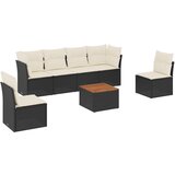  The Living Store Vrtna sedežna garnitura 7-delna z blazinami črn poli ratan - Vrtna Sedežna Garniture, (21453215) | Shoptok.si