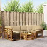  Set vanjskih sofa 7 kom. Prirodna i bež Čvrsto drvo akacije | shoptok.hr