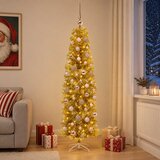  Umjetno usko božićno drvce s kuglicama 180 cm 300 LED lampica | shoptok.hr