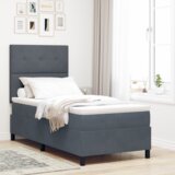 vidaXL Box Spring postelja z vzmetnico temno siva 80x200 cm žamet | Shoptok.si