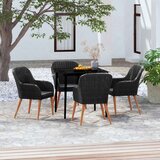  5-dijelni vrtni blagovaonski set s jastucima crni Crna Dužina stola 80 cm | shoptok.hr