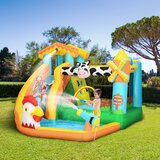 Outsunny Napihljivo igrišče z motivom kmetije za otroke od 3 do 8 let iz tkanine Oxford s torbo za prenašanje, priloženih je 11 kolov in obliži, 350x275x220 cm, (20746901) | Shoptok.si