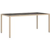  Vrtna miza bež 190x90x75 cm kaljeno steklo in poli ratan, (20665442) | Shoptok.si