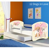  Otroška postelja ACMA z motivom, stranska bela + predal 180x80 cm 12 Dogs in Love | Shoptok.si
