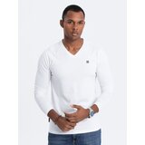 Ombre Men's V-NECK Longsleeve - white Cene