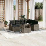 Maison Chic Seti vrtnega pohištva - Vrtna garnitura - Vrtni pohištvo set 8-delna z blazinami siv poli ratan, (21799318) | Shoptok.si