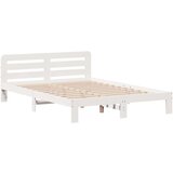 vidaXL Posteljni okvir brez vzmetnice bel 150x200 cm trdna borovina | Shoptok.si