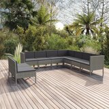 Maison Chic Seti vrtnega pohištva - Vrtna garnitura - Vrtni pohištvo set 9-delna z blazinami poli ratan siva, (21798122) | Shoptok.si