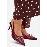 Boto Lacquered Stiletto Heels With Gold Buckle Bordeaux Vivae | shoptok.hr