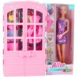  Lutka za igru sa ormarićem za garderobu i dodacima - 29 cm roza | shoptok.hr