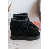Boto Children's Fur-Lined Snow Boots with Decorative Fringes Black Nimia | Shoptok.si