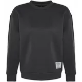 Trendyol Anthracite Thick Fleece Label Detail Regular/Normal Fit Knitted Sweatshirt