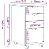  Gležnji kabinet s kolesom Črna 34 x 39 x 56 cm Masivna borovina, (5000232510) | Shoptok.si