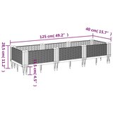  Vrtna sadilica s klinovima siva 125 x 40 x 28 5 cm PP | shoptok.hr