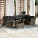 vidaXL 9-dijelni set vrtnih sofa od poliratana s jastucima sivi | shoptok.hr