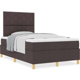 Box Spring Krevet s Madracem Tamno Smeđi Mali Dvosmjerni Tkanina | shoptok.hr