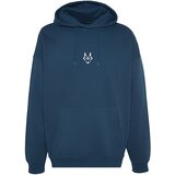 Trendyol Indigo Men's Regular/Regular Cut Hoodie with Soft Pile inside and Wolf Embroidered Sweatshirt. | shoptok.hr