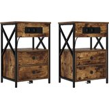  Noćni ormar s ladicama 2 pcs Dimljeni hrast 40 x 31 x 60 cm | Eponuda.ba