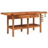  Radni stol s ladicama i škripcima 192x62x83 cm od drva bagrema | shoptok.hr
