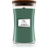 WoodWick Mint Leaves & Oak dišeča sveča z lesenim stenjem 609,5 g | Shoptok.si