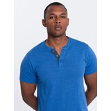 Ombre Men's t-shirt with round henley neckline - blue | Eponuda.ba