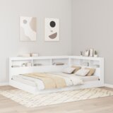 vidaXL Posteljna omara 2 pcs Bela 140 x 200 cm Konstruiran les | Shoptok.si