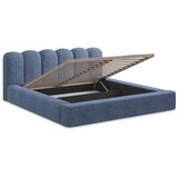 Makamii Plavi tapecirani bračni krevet s prostorom za odlaganje s podnicom 180x200 cm Mano – | shoptok.hr