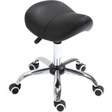 HOMCOM sedlasti delovni stol s kolesi in nastavljivo višino za frizerske in tetovatorske salone, 52x53x49-61 cm, črn, (20753183) | Shoptok.si