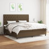 Krevet s oprugama i madracem tamnosmeđi 200x200 cm od tkanine | shoptok.hr