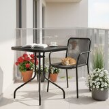 Multi Garden kvadratni vrtni stol 60 cm stol od kaljenog stakla za vrtnu terasu, balkon, crni | shoptok.hr