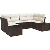  Sjedeća garnitura za vrt 6 kom. Smeđa poliratan 234 x 154 x 69 cm | Shoptok.si
