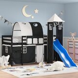 vidaXL Dječji krevet na kat s tornjem crno-bijeli 80 x 200 cm borovina | shoptok.hr