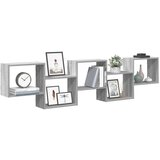 vidaXL Stenska kockasta polica 5 predelki siva sonoma inženirski les | Shoptok.si